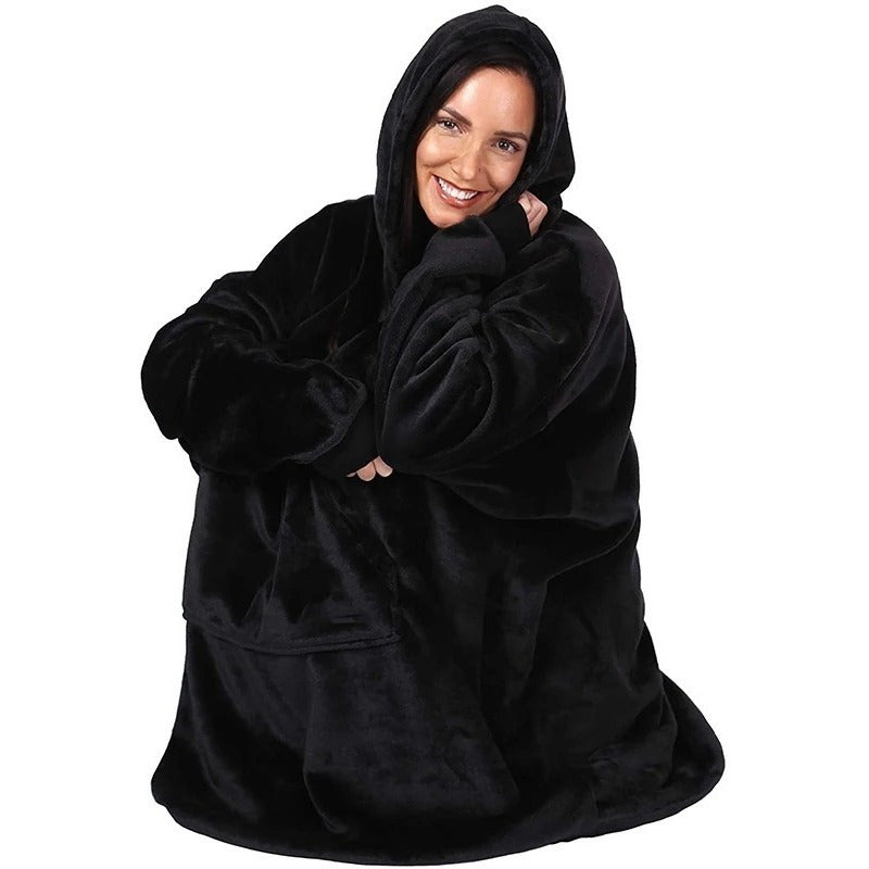 Polerón Con Capucha Sudadera Manta Sherpa Invierno Huggle/r&