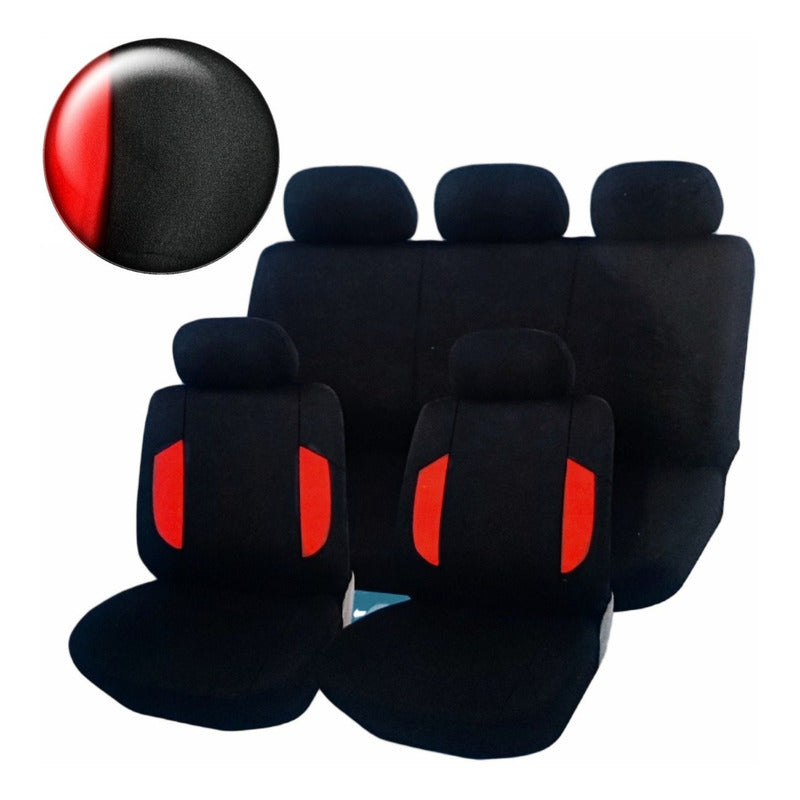 Set Funda Cubre Asiento Auto Universal Negro Entero 9pcs