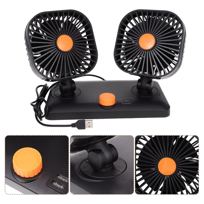 Ventilador Doble Usb Auto Casa Oficina 360° Rotación /r&c