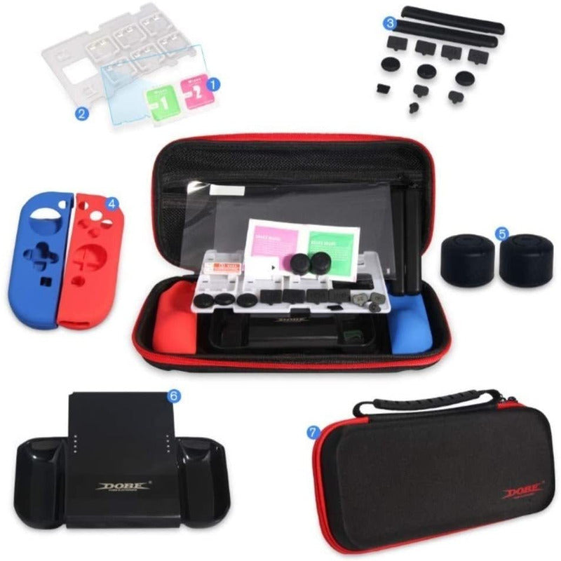 Kit Protector Nintendo Switch Bolso Lámina Grip Case Joy Con