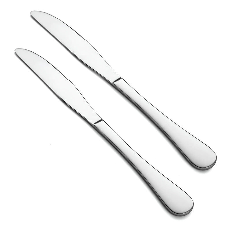 X2 Cuchillo Mesa Acero Inoxidable 19.8cm Carne Fruta Postre Color Plateado