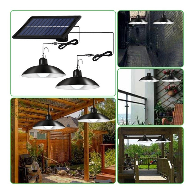 X2 Lámpara Led Solar, Plafón Colgante Luz Led Recarga Solar