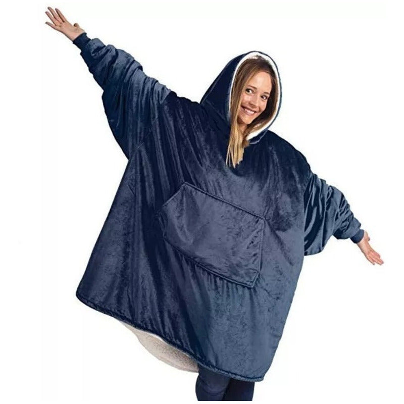 Polerón Con Capucha Sudadera Manta Sherpa Invierno Huggle/r&