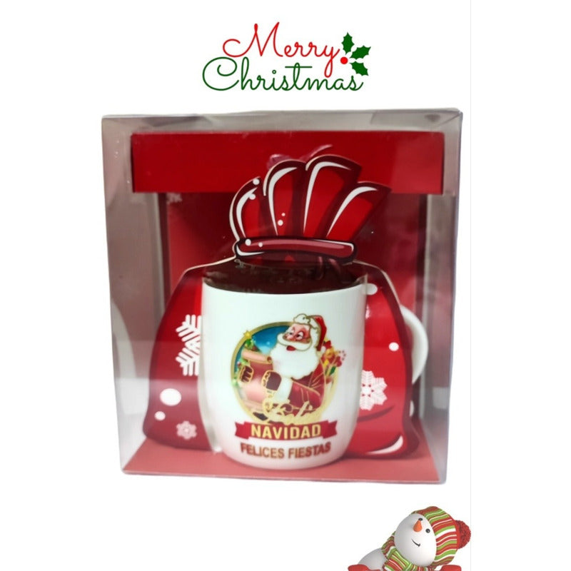 Taza De Navidad Con Tapa Santa Claus Tazón Navideño Cartoon