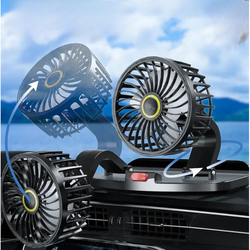 Ventilador Doble Para Auto 360° Conexión 12v Encendedor/ Ryc