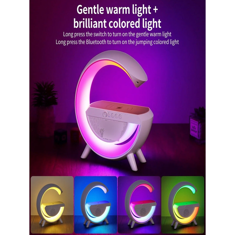 Parlante Bluetooth Cn Cargador Inalámbrico + Lámpara Led Rgb