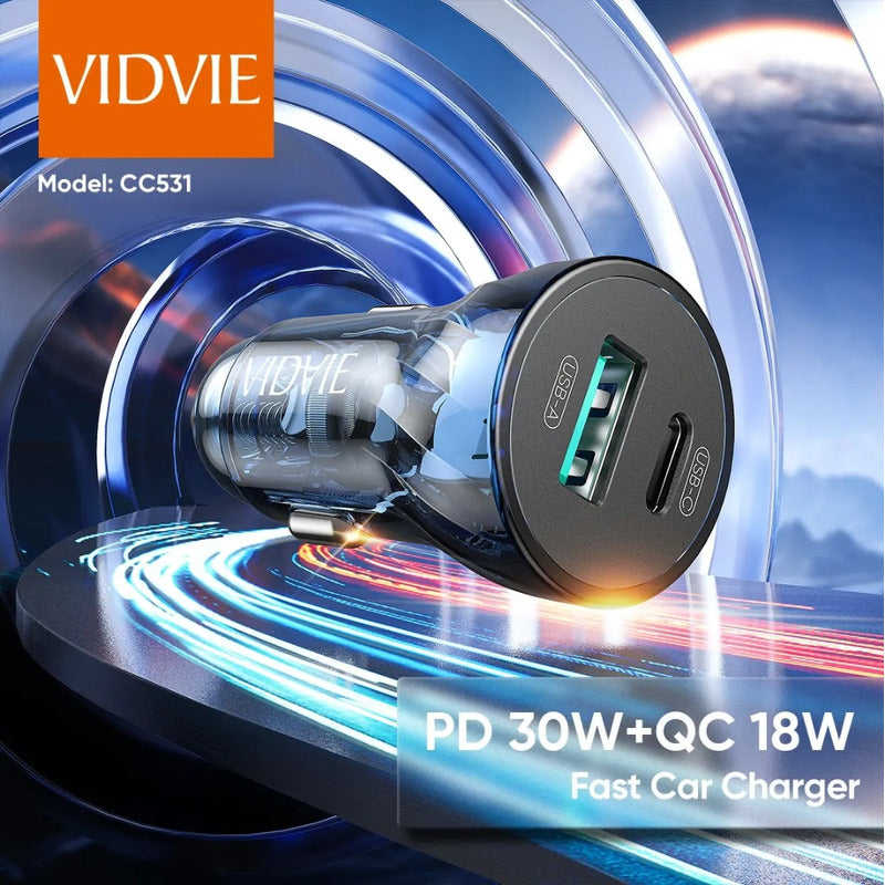 Adaptador Auto Cargador Carga Rápida 30w Tipoc 18w Usb 12-24