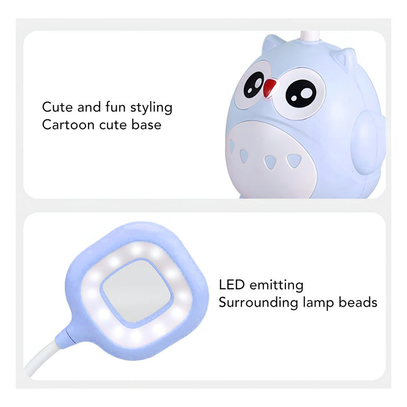 Lámpara Led De Mesa Recargable Cn Portalapiz Búho Kawaii R&c