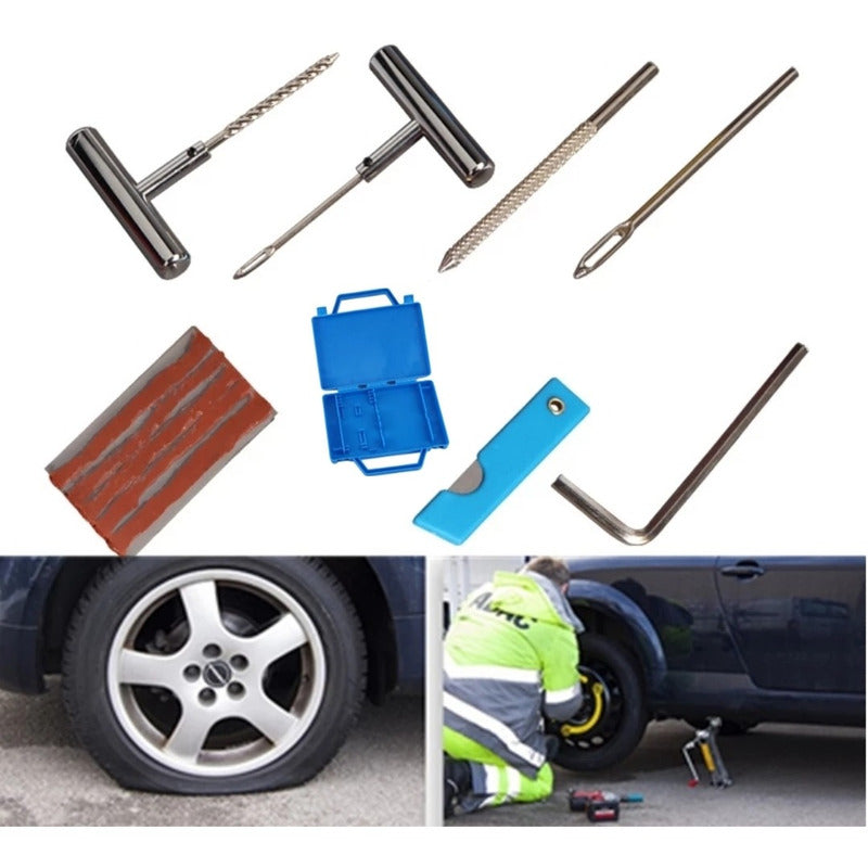 Kit Repara Neumáticos Pinchazos Estuche Emergencia Auto Moto
