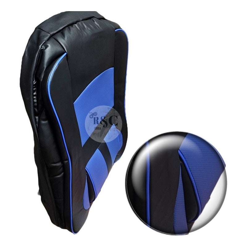Set 11pcs Funda Cubre Asiento 100% Eco Cuero Bolsillo N/azul