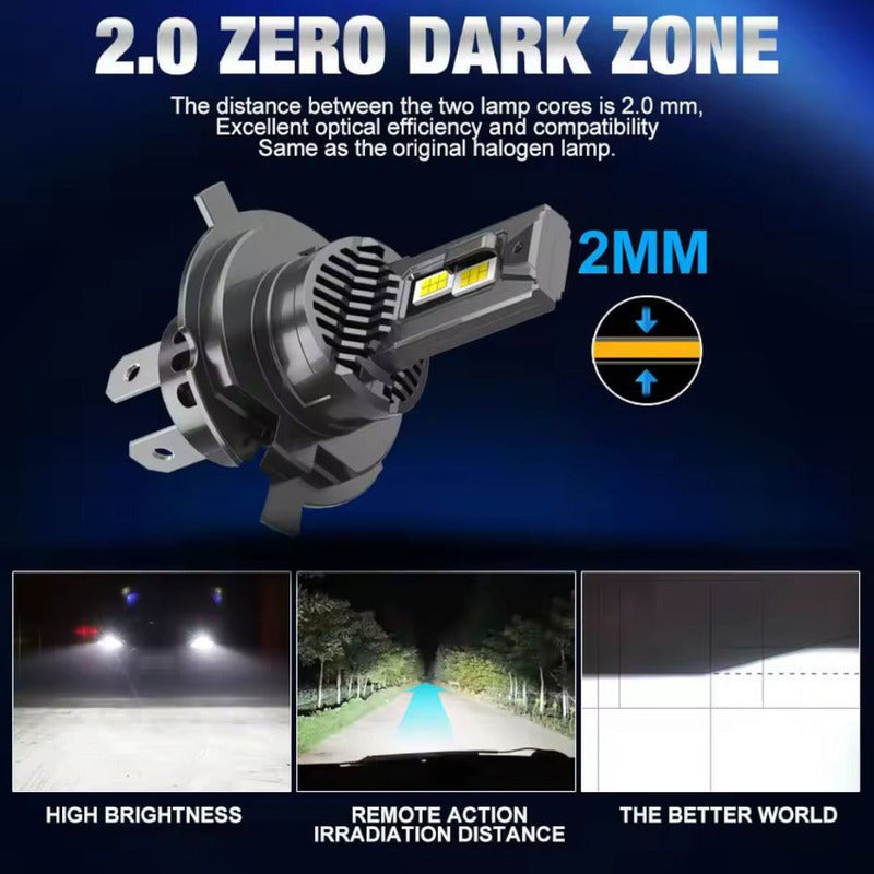 X2 Ampolleta Turbo Led 12v 6000lm Auto H7 Sin Cables