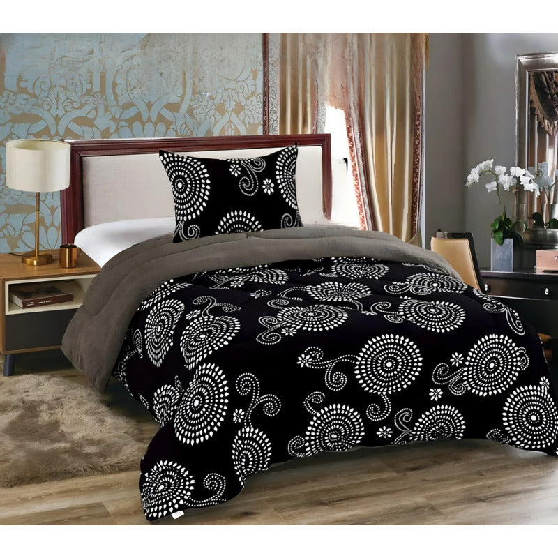 Cobertor Plush 1.5p Plumón Cubrecama Chiporro +funda Inviern