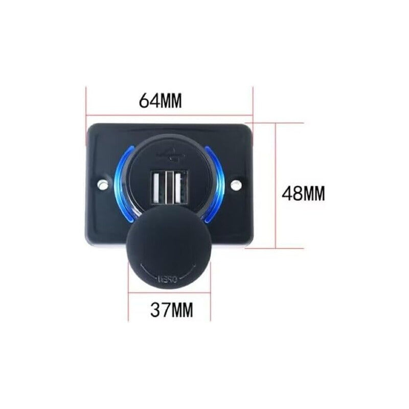 Cargador Usb Dual Sobrepuesto Cubierta Protector 2.1a 12-24v