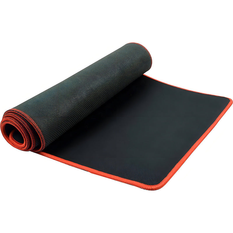Mouse Pad Gamer Xl Para Pc Antideslizante Alfombrilla Cosida Color Negro Con Rojo Diseño Impreso Liso