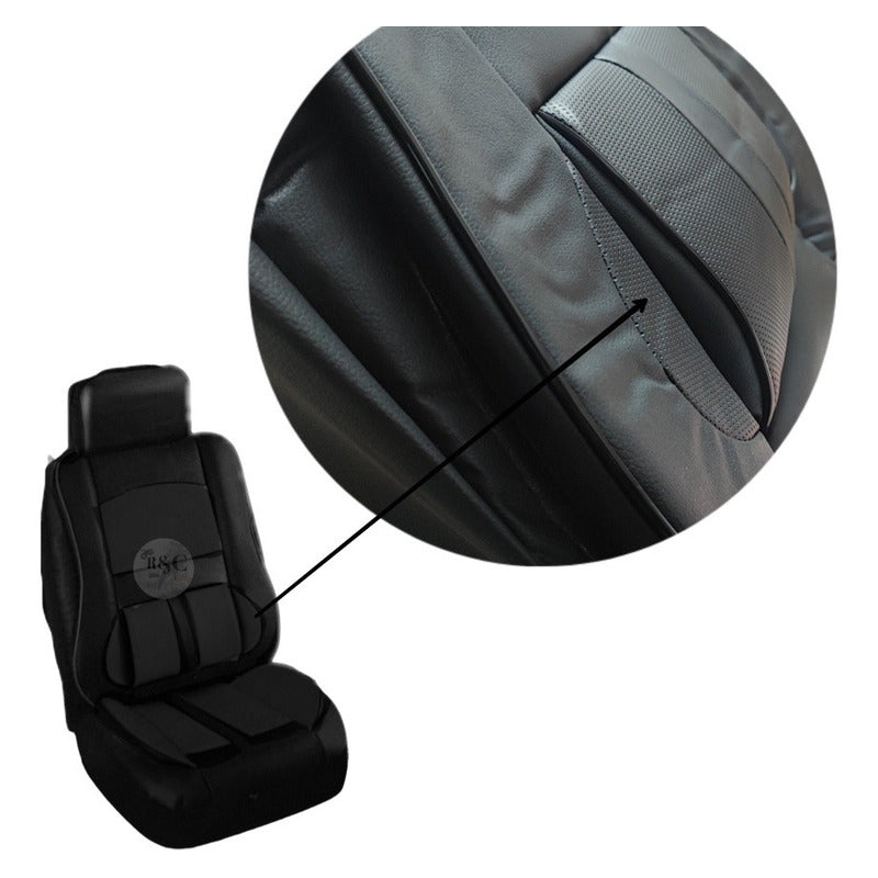Set Fundas Cubreasiento 100% Eco Cuero Con Bolsillo Respaldo