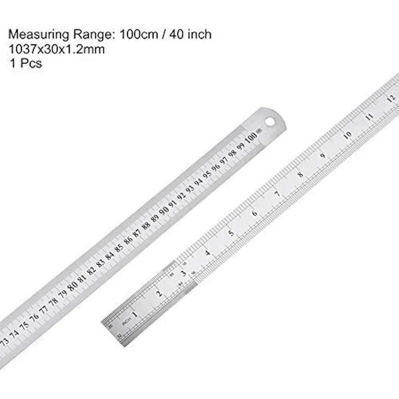 Regla Metálica Doble Cara 100cm 40 Pulgadas Acero Inoxidable