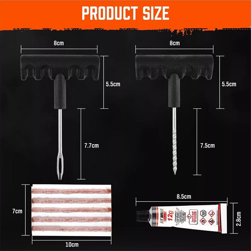 Kit Repara Neumáticos Pinchazo Bici Moto Auto 22pcs Emergenc