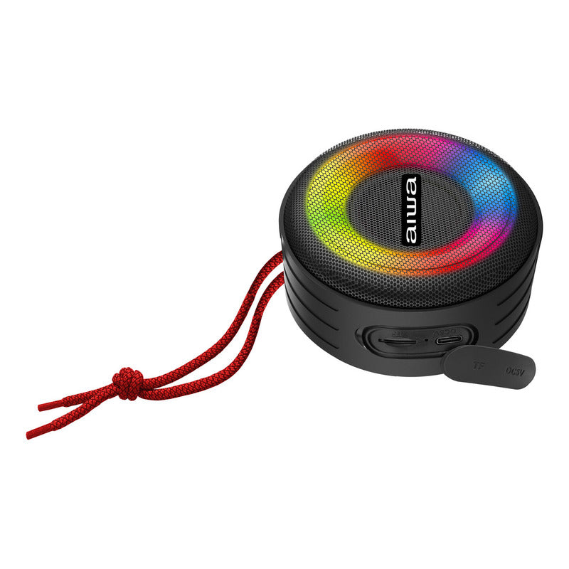 Parlante Portátil Bluetooth Aiwa 10w Ipx6 Iluminado Aw-sj216 Color Negro