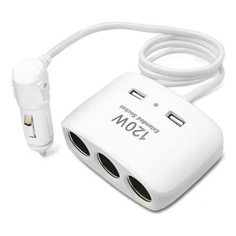 Encendedor Triple Adaptador +2usb 120w 12-24v Splitter Encen