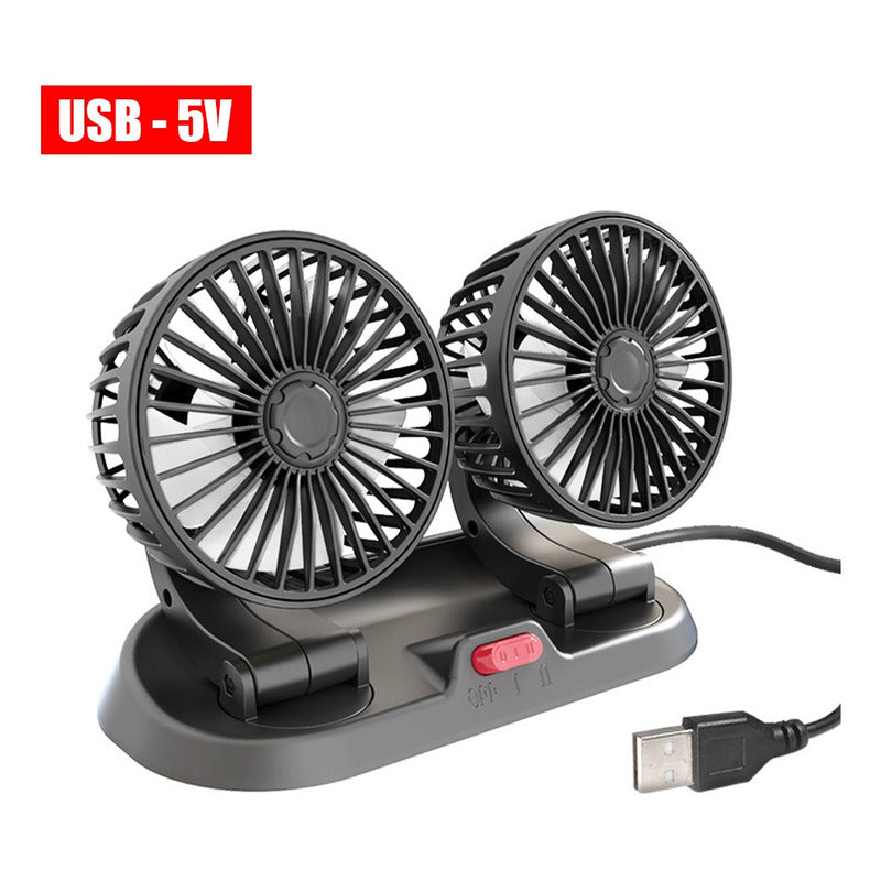 Ventilador Doble Usb Auto Casa Oficina 360° Rotación /r&c