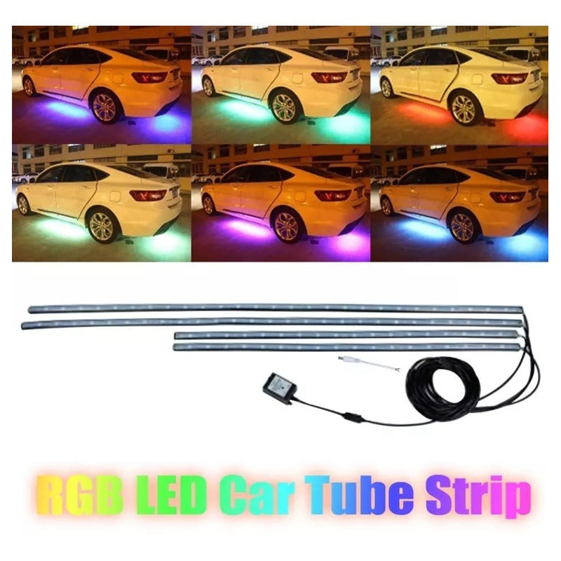 Kit X4 Luz De Chasis Rgb Exterior App Bluetooth Tuning 120cm