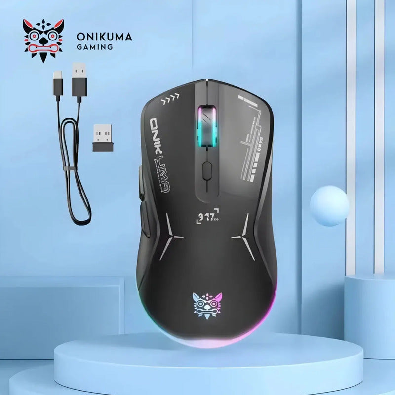 Mouse Gamer Inalambrico Onikuma 7 Botones 4800dpi Rgb Recarg Color Negro