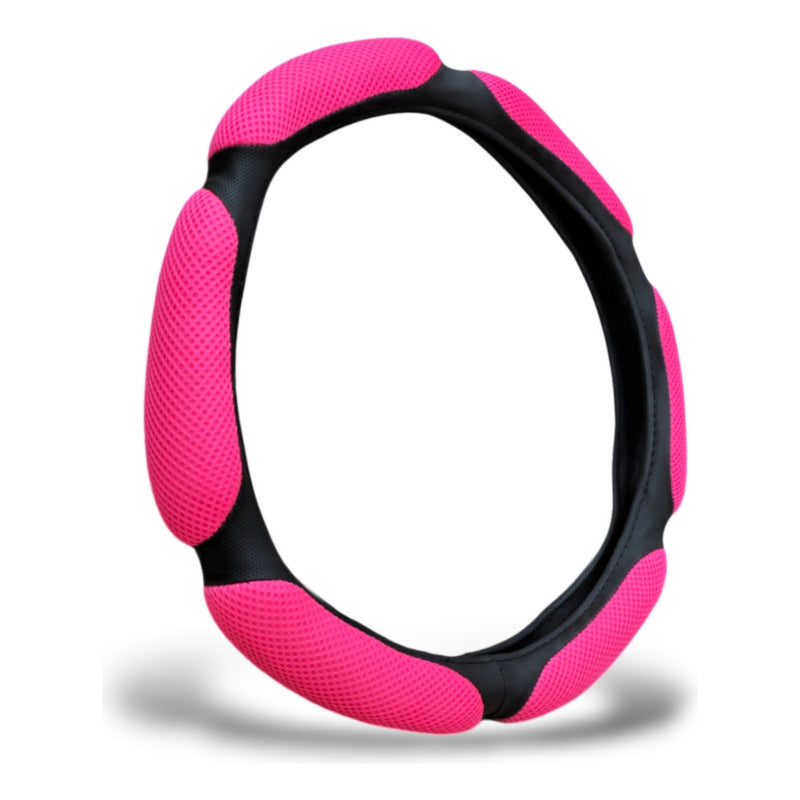Funda Cubre Volante Universal 3d Acolchado Antidesliza Rosa