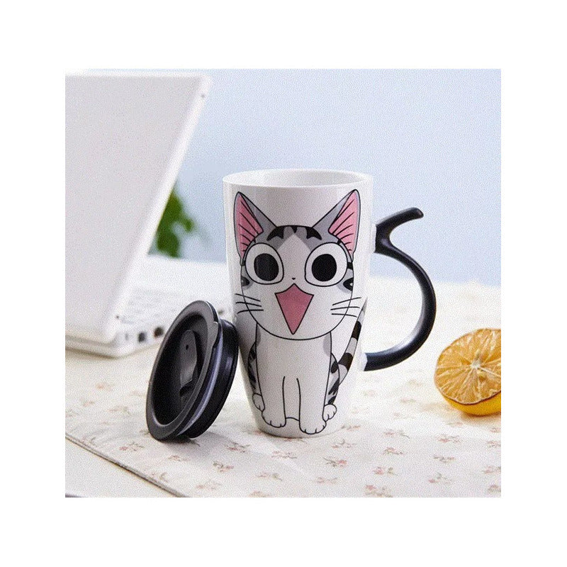 Taza De Gato Mug Con Tapa Con Boquilla Tazón Gato Chi/ Ryc