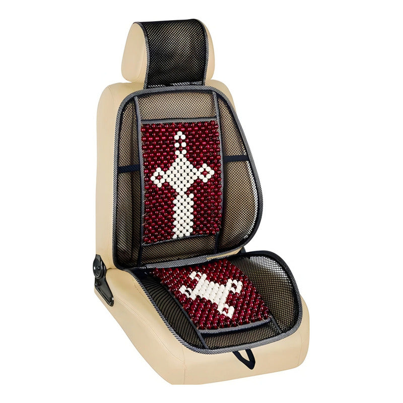 Respaldo Lumbar Ergonómico Bolitas Bambú Diseño Auto Casa
