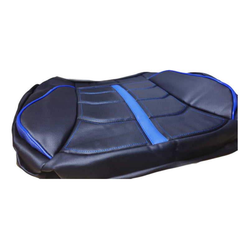 Set Cubre Asiento 11pcs 100% Eco Cuero Acolchado Premium Azu