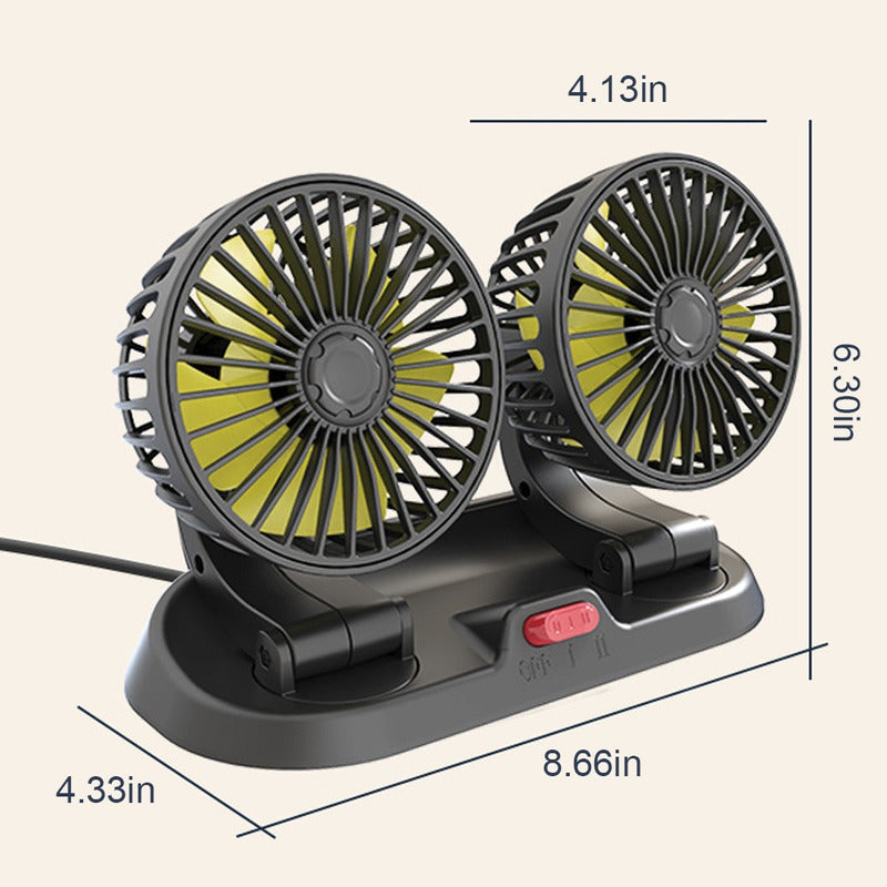Ventilador Doble Para Auto 360° Conexión 12v Encendedor/ Ryc