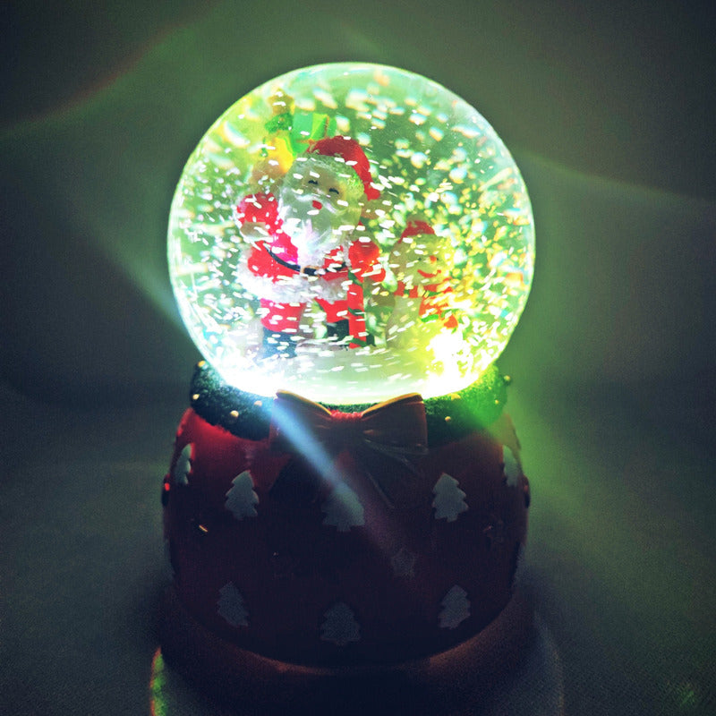 Bola De Nieve Esfera De Cristal Navidad Luz Y Música Decora