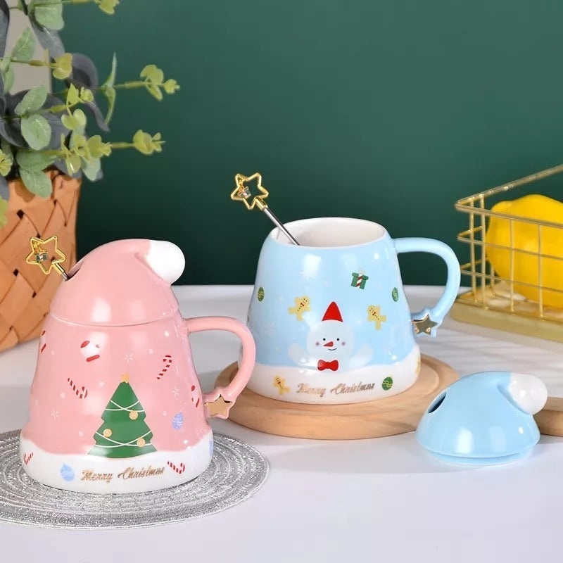 Taza De Navidad, Mug Decorativa Forma Gorro Pascuero +mezcla