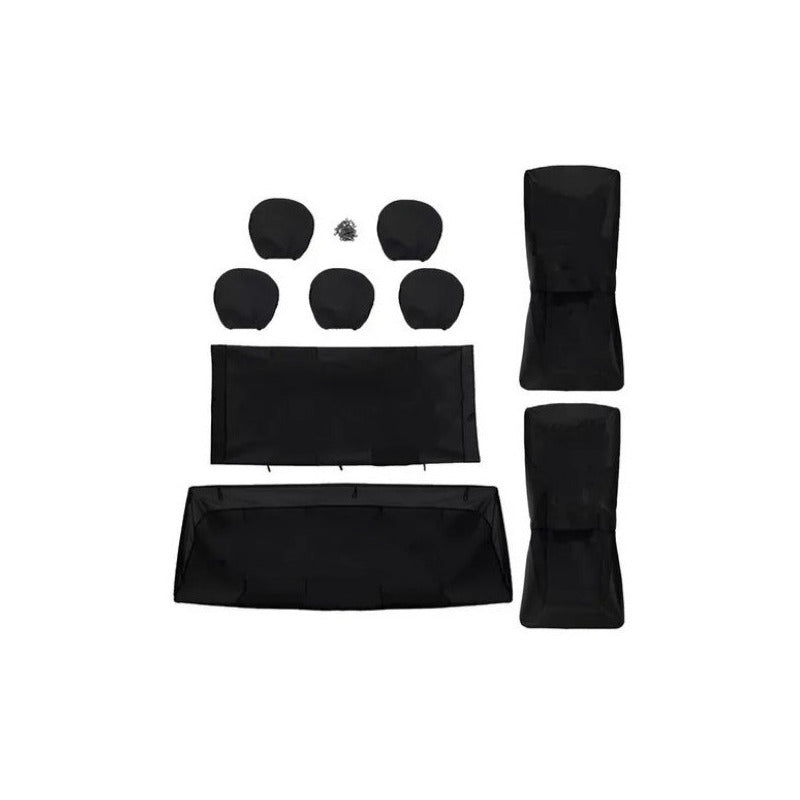 Set Funda Cubre Asiento Auto Universal Negro Entero 9pcs