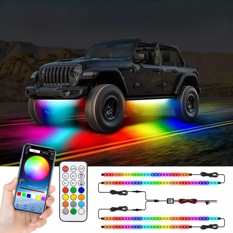 Kit Luz Chasis Arcoiris Bluetooth App+control Remoto Auto