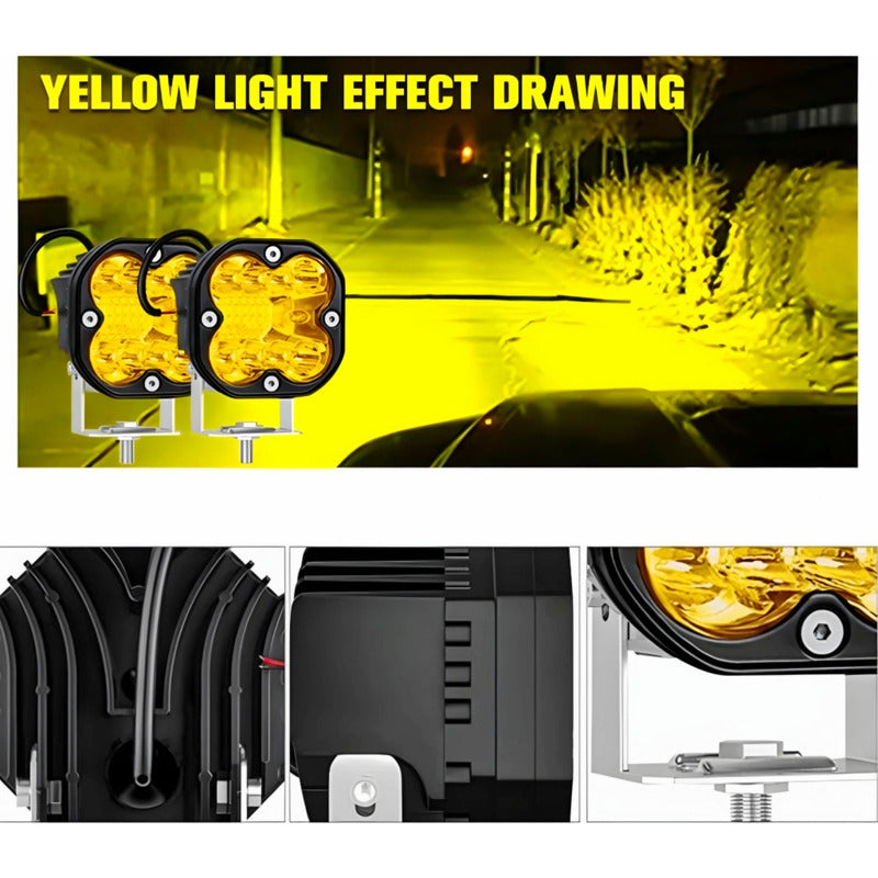 X2 Foco Antiniebla Destellante Led Cree Luz Amarilla 12-24v