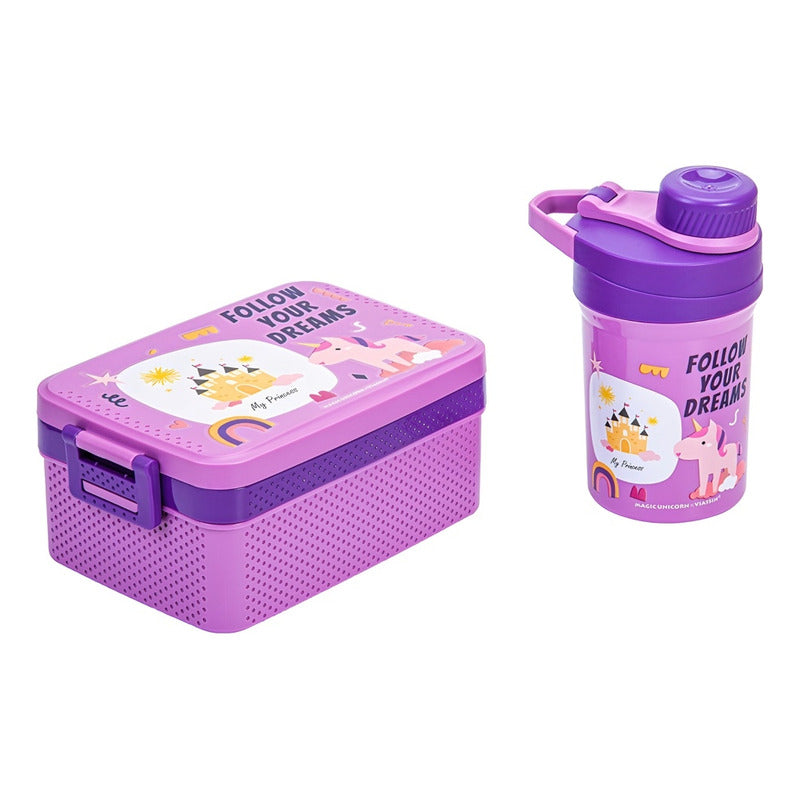 Lonchera Escolar +botella Vianda Lunch Box Contenedor Alimen