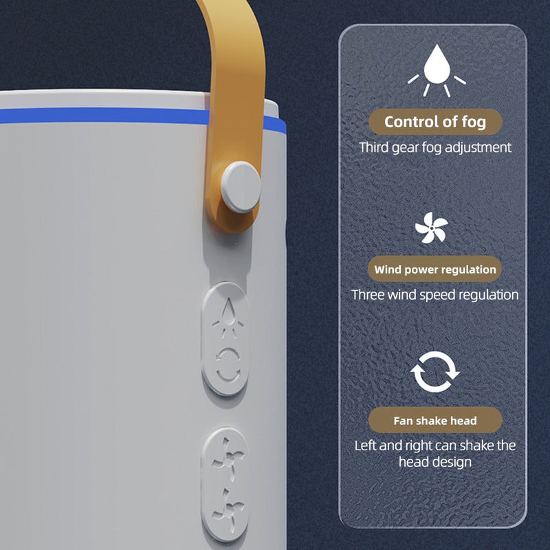 Ventilador Doble Con Humidificador Aire Frio Luz Y Control