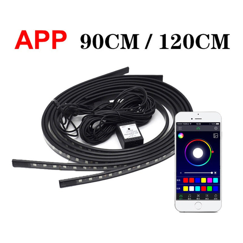 Kit X4 Luz De Chasis Rgb Exterior App Bluetooth Tuning 120cm