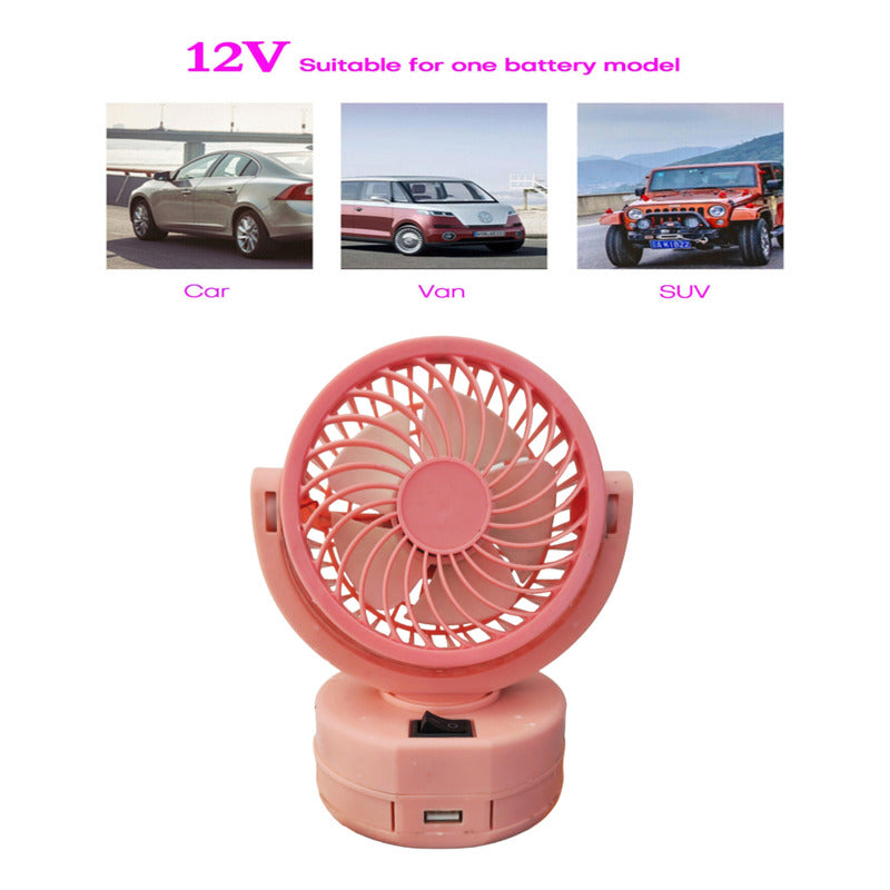 Ventilador De Auto Rosa 12v 360° Rotación Conexión Cenicero