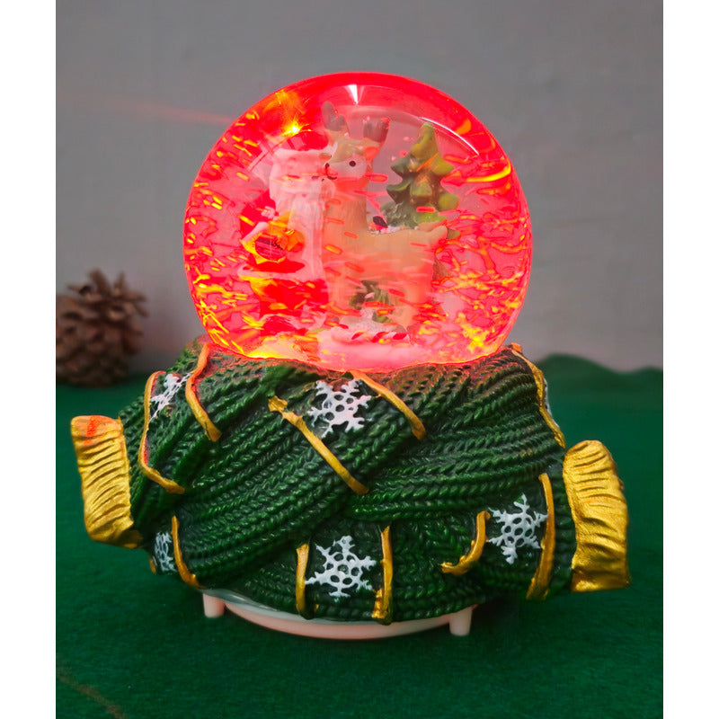 Bola De Nieve Esfera De Cristal Navidad Luz Y Música Decora