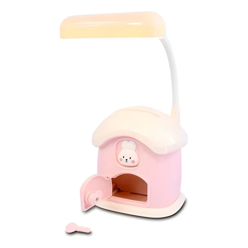 Lámpara De Escritorio Recargabl + Portalapiz Alcancía Kawaii