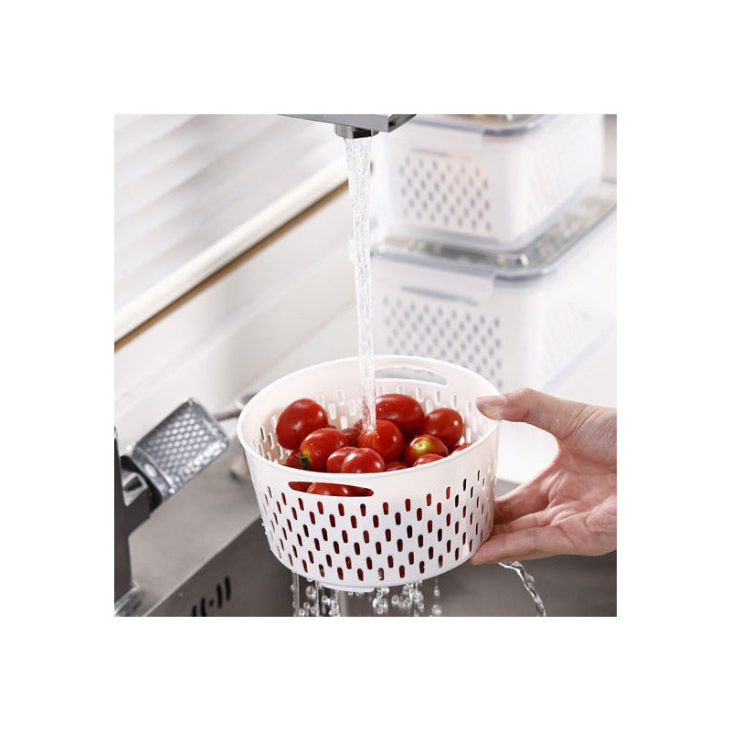 X3 Tupper Hermético Contenedor Alimentos Frescos Con Colador