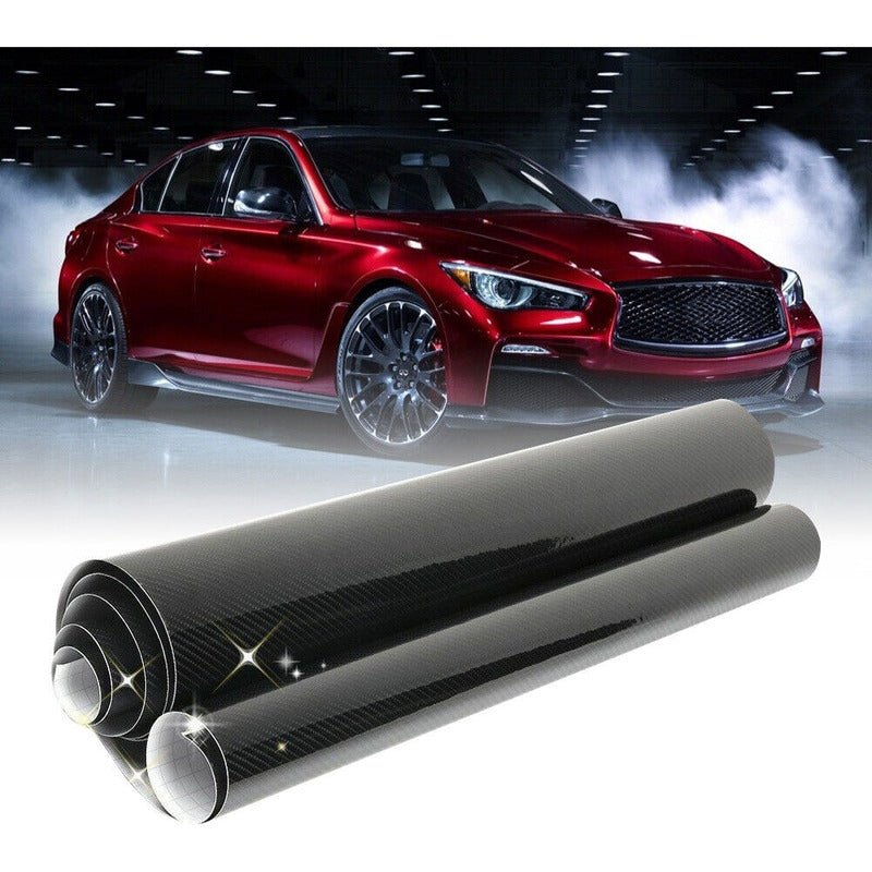 Rollo Vinilo Fibra De Carbono 4d Adhesivo 75x200cm Brillante