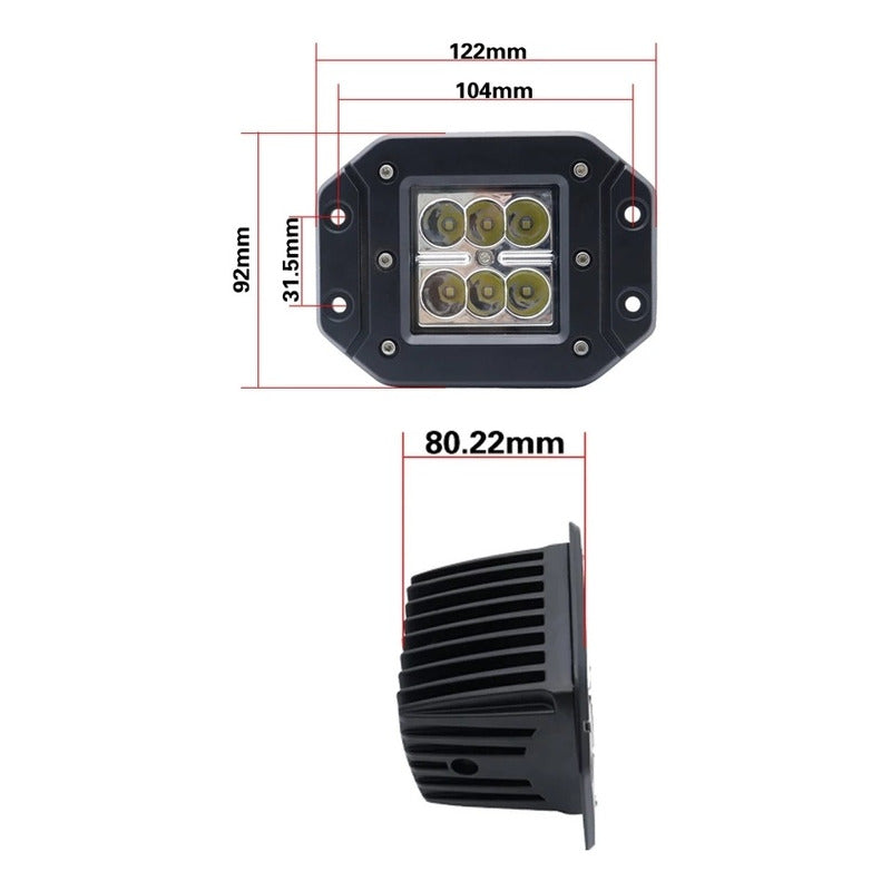 Neblinero 6 Led 18w Embutido Bivoltaje Packx2 /r&c