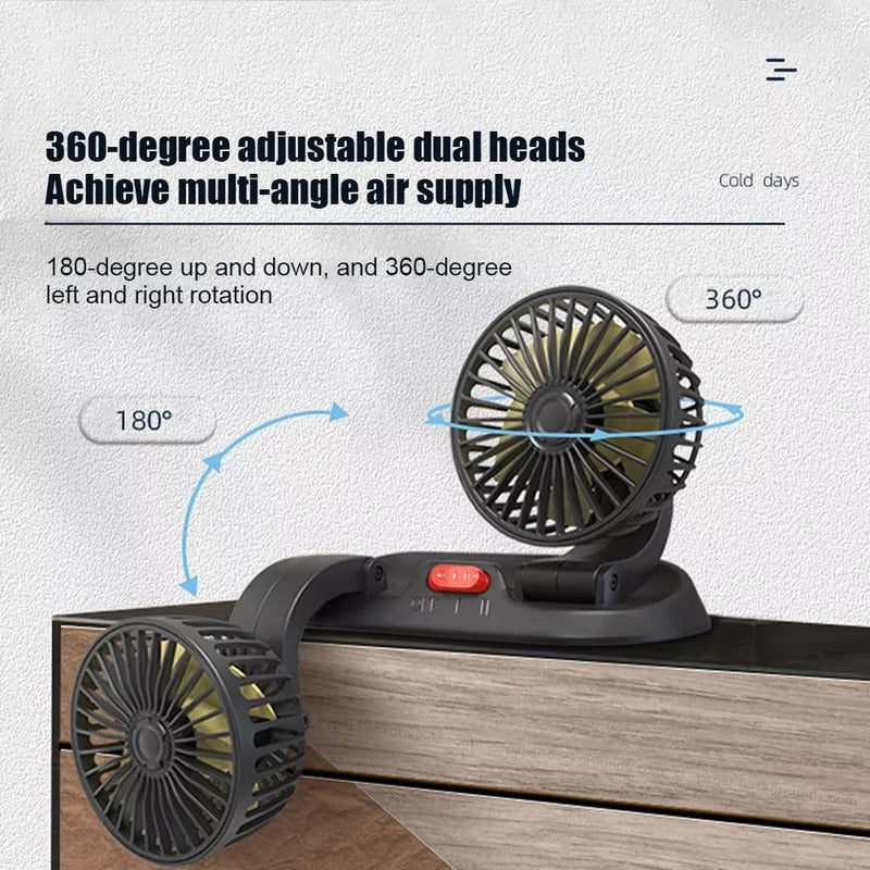 Ventilador Doble Para Auto 360° Conexión 12v Encendedor/ Ryc