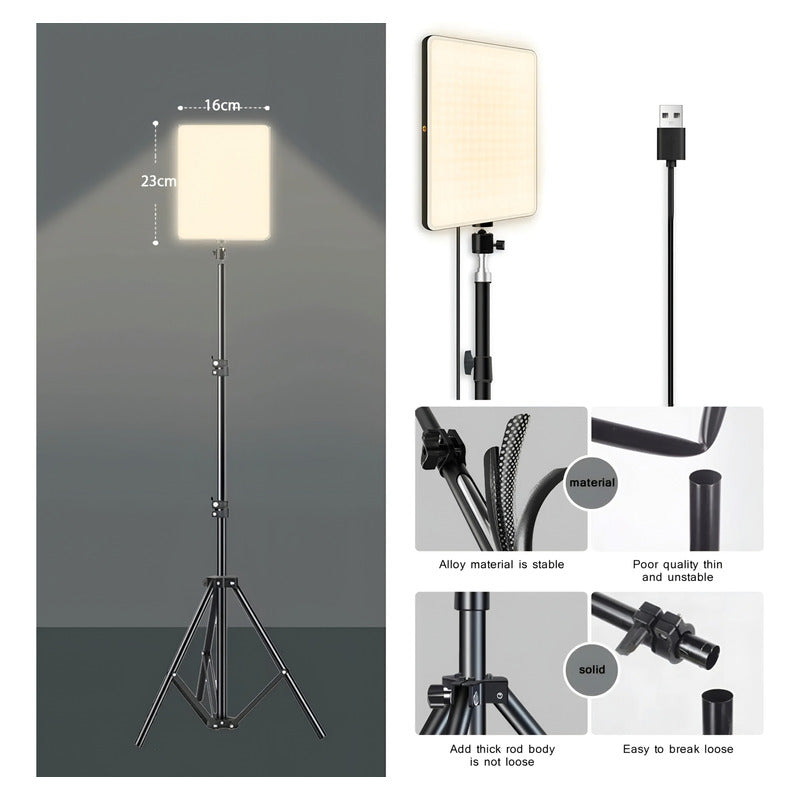 Luz Led Relleno Panel Iluminación 23cm Video Foto + Trípode