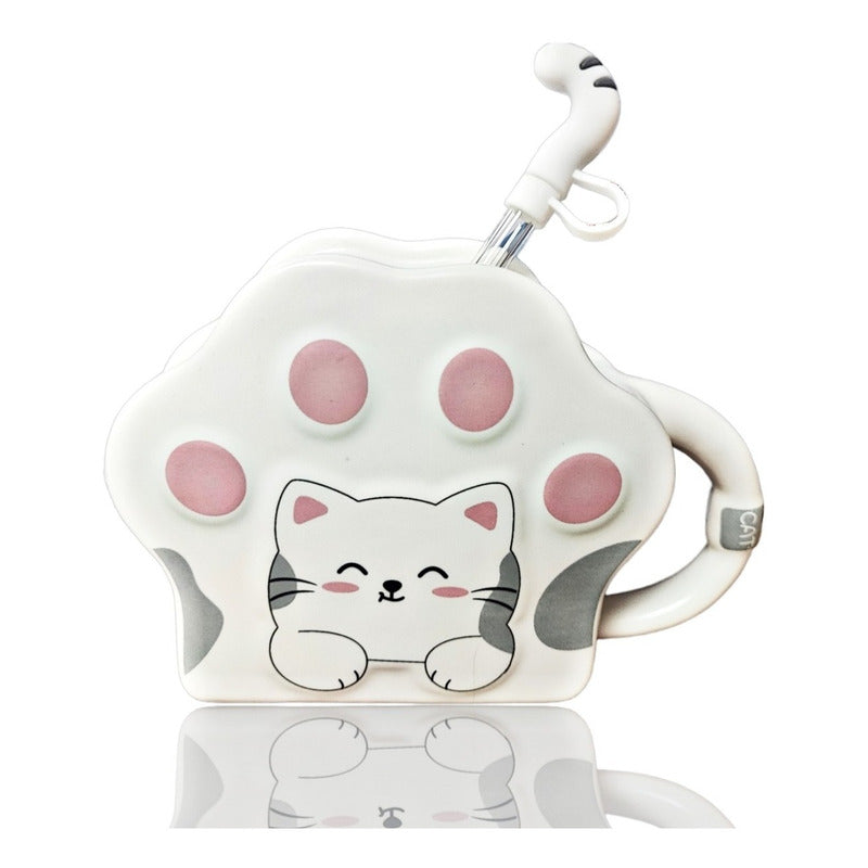 Vaso Diseño Garrita Con Bombilla Cola De Gato Mug Taza Tazón