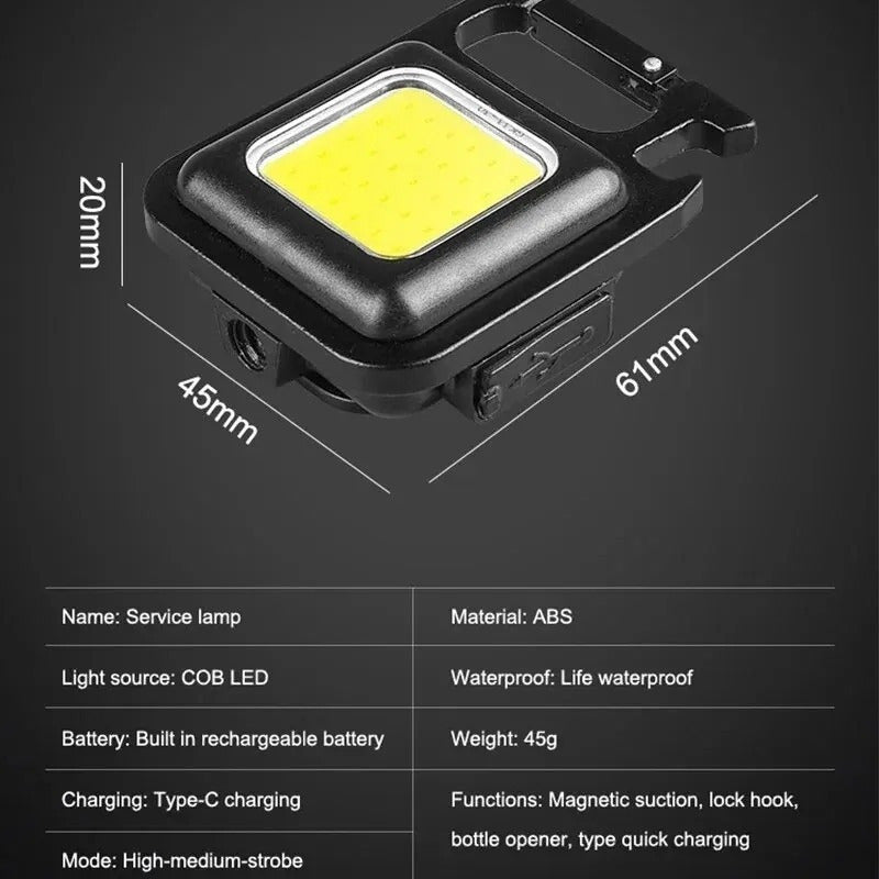 Llavero Mini Lámpara Led Recargable Multifunción Con Imán