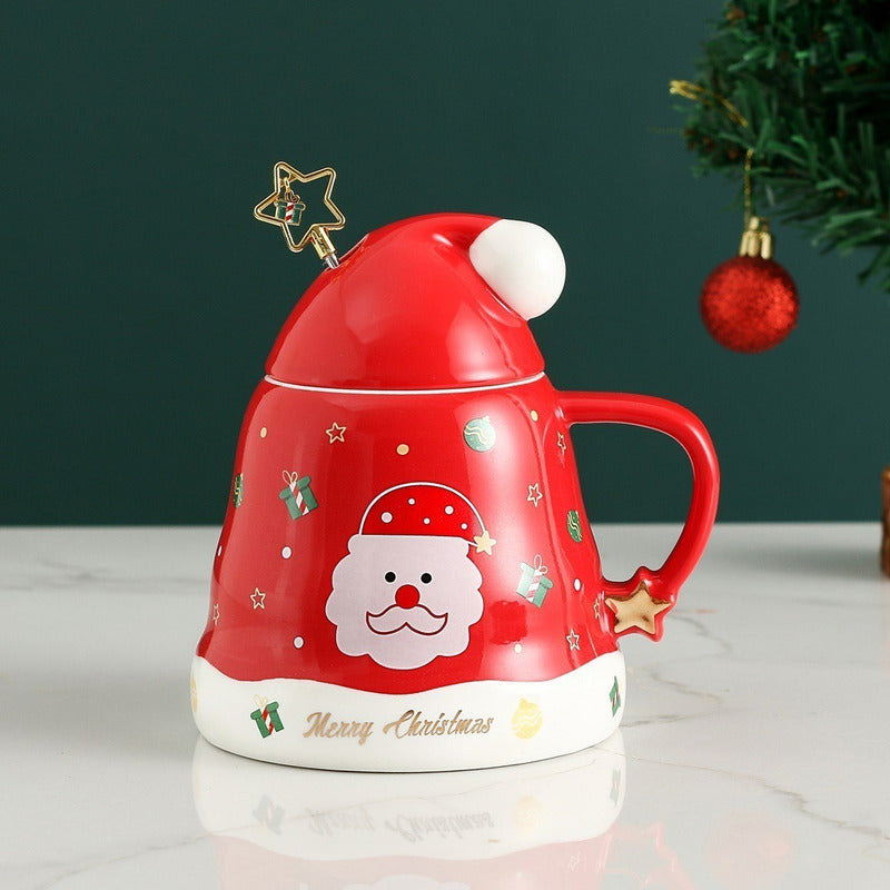 Taza De Navidad, Mug Decorativa Forma Gorro Pascuero +mezcla